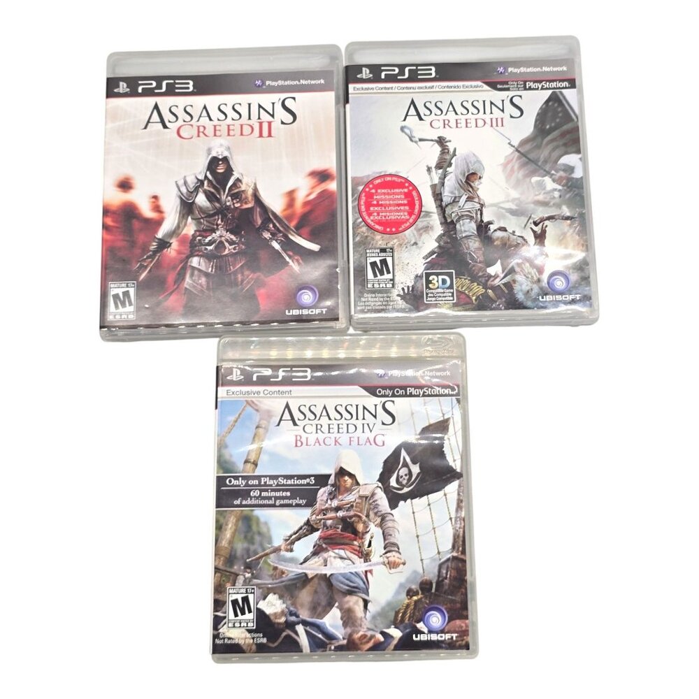 Assassins Creed II III IV Black Flag PS3 Game Bundle Sony PlayStation Tested